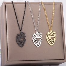 Cargar imagen en el visor de la galería, Stainless Steel Necklace Jewelry Men Women Simple Hollow Human Medical Anatomical Heart Organ Pendant Necklace For Doctor Gift
