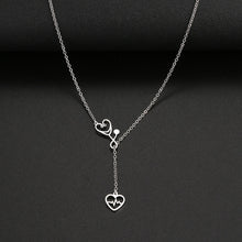 Load image into Gallery viewer, Stainless Steel Necklaces Stethoscope Electrocardiogram Pendant Collar Chain Fashion Necklace For Woman Jewelry Party Best Gifts
