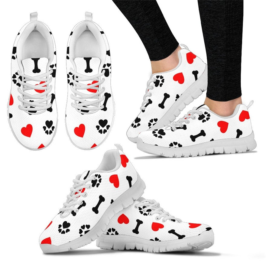 Women Veterinarian Dog Lover Printing Flat Shoes Ladies Lace-up Mesh Shoes Females Flat Sneakers