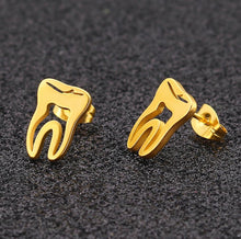 Load image into Gallery viewer, Fashion Earrings Punk Stainless Steel Dentist Tooth Stud Earrings for Women Doctor Nurse Accessories Aretes
