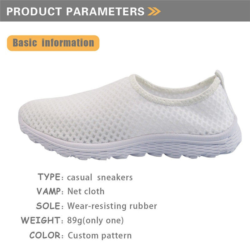 RN Medical Tools Printed Slip-on Flat Shoes for Women Casual Mesh Tennis Health Care Nursing Shoes Breathable Slip-on Sneakers