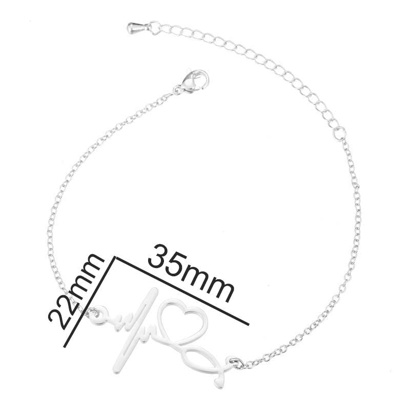 Stainless Steel Heartbeat Cardiogram Bracelet Stethoscope Women Bracelets Bangles Special Gifts for Nurse Doctor Jewelry