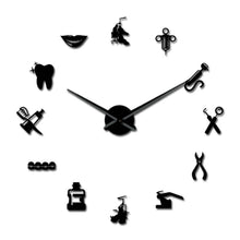 Load image into Gallery viewer, Dentist Tools Frameless 3D Wall Clock Dental Practitioners Clinic Stomatological Hospital Orthodontics Room Art Decor Clock
