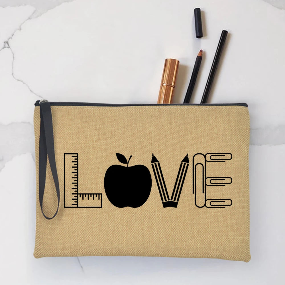 Teacher Love Inspire Women Clutches Bag Fashion Casual Cosmetic Cases Makeup Pouch Handbag Travel Storage Teacher's Day Gifts