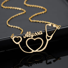 Load image into Gallery viewer, Custom Stethoscope Name Necklace Gold Stainless Steel Chain Necklaces For Women Doctor Nurse Fashion Jewelry Personalized Gift
