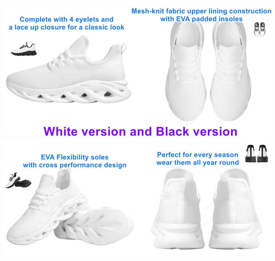 White Ladies Nurse Print Summer Knit Platform Shoes Lightweight And Breathable Lace-up Blade Sneakers Medical Shoes