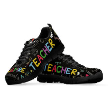Cargar imagen en el visor de la galería, Teacher Print Fashion Black Soft Sole Lightweight Lace-up Shoes Comfortable And Breathable Summer Sneakers Zapatos
