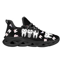 Load image into Gallery viewer, INSTANTARTS Cute Cartoon Teeth Platform Sneakers Comfortable Breathable Summer Knitted Blade Shoes Black Dental Shoes Flats
