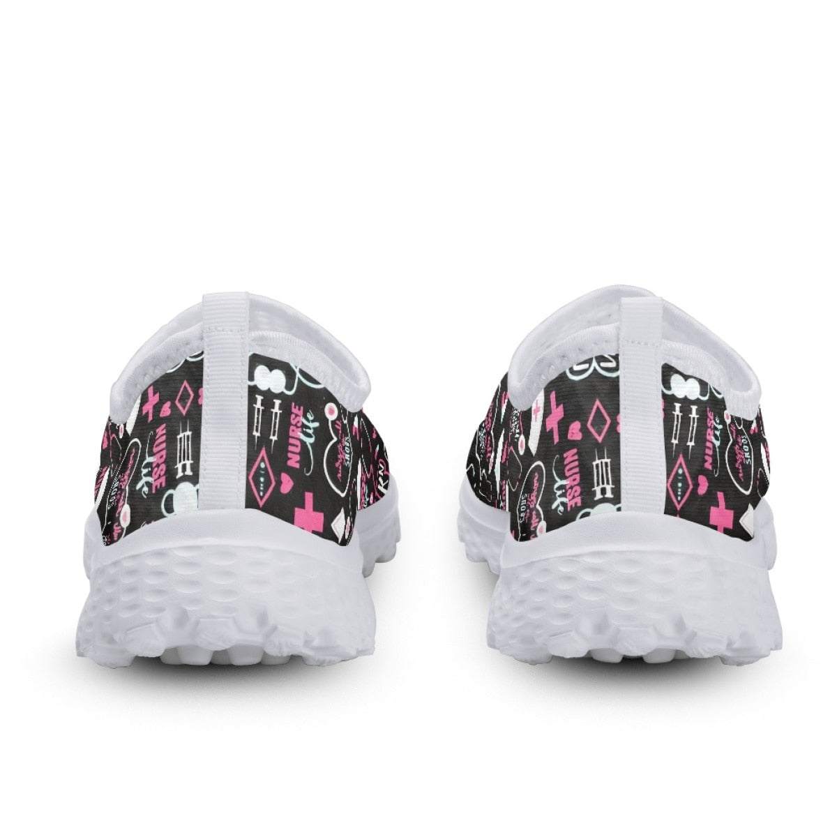 RN Medical Tools Printed Slip-on Flat Shoes for Women Casual Mesh Tennis Health Care Nursing Shoes Breathable Slip-on Sneakers