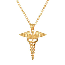 Load image into Gallery viewer, Medical Caduceus Pendant Women Gold/Silver/Black Plated Color Medical Symbol Stainless Steel Medical Jewelry Nursing Necklace Women
