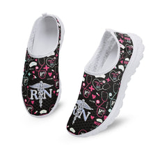 Cargar imagen en el visor de la galería, RN Medical Tools Printed Slip-on Flat Shoes for Women Casual Mesh Tennis Health Care Nursing Shoes Breathable Slip-on Sneakers
