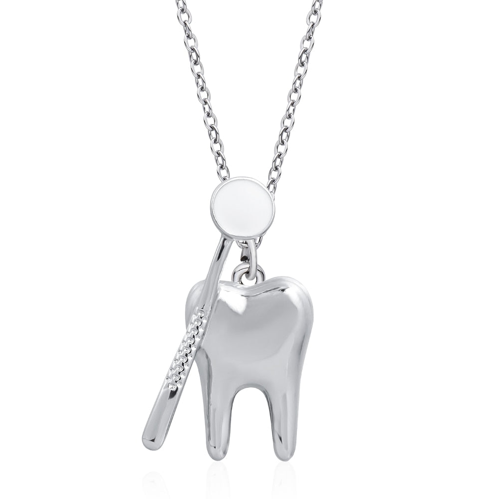 Classic Tooth Pendant Necklace Creative New Dental Dentist Doctor Nurse Jewelry Teeth Necklace Gifts Collection