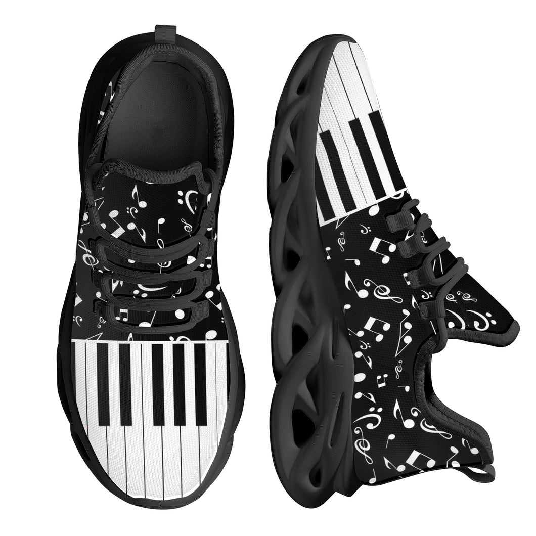 Zapatos planos femeninos con patrón de dibujos animados de notas musicales a la moda, zapatillas deportivas cómodas para mujer, zapatos de plataforma con cordones