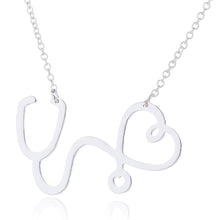 Load image into Gallery viewer, Stainless Steel Heartbeat Cardiogram Stethoscope Women Clavicle Necklace Special Gifts for Nurse Jewelry for Doctor
