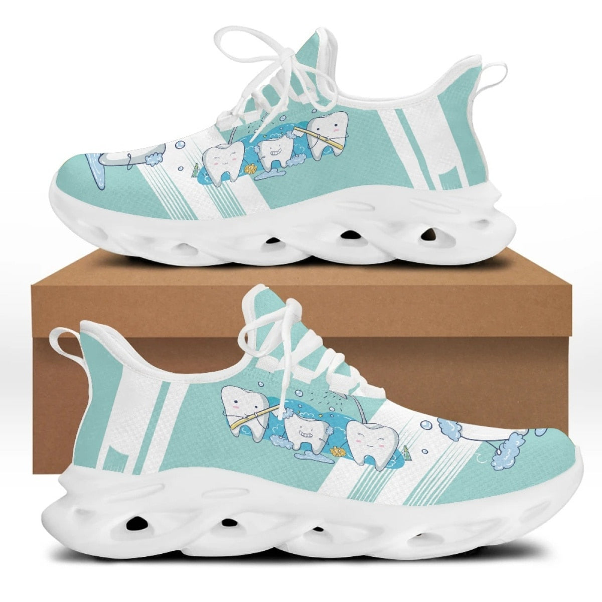 Women White Nursing Dentistry Shoes Cute Cartoon Nurse Doctor Healthcare Brand Design Ladies Mesh Flats Sneaker Zapatillas