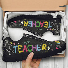 Cargar imagen en el visor de la galería, Teacher Print Fashion Black Soft Sole Lightweight Lace-up Shoes Comfortable And Breathable Summer Sneakers Zapatos
