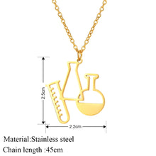 Load image into Gallery viewer, Stainless Steel Lab Technician Phlebotomist Necklaces New Design Chemical Containers Creative Pendant Collar Chain Unusual Necklace For Women Jewelry Gifts
