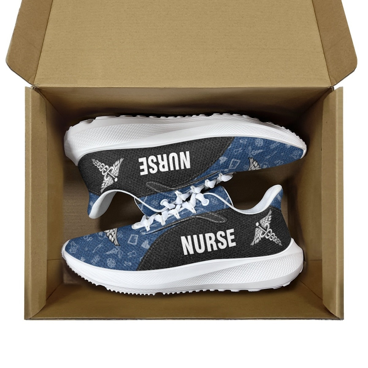 Nurse Pattern Sport Shoes Breathable Air Cushion Running Sneakers for Women Hospital Worker Nurse Tennis