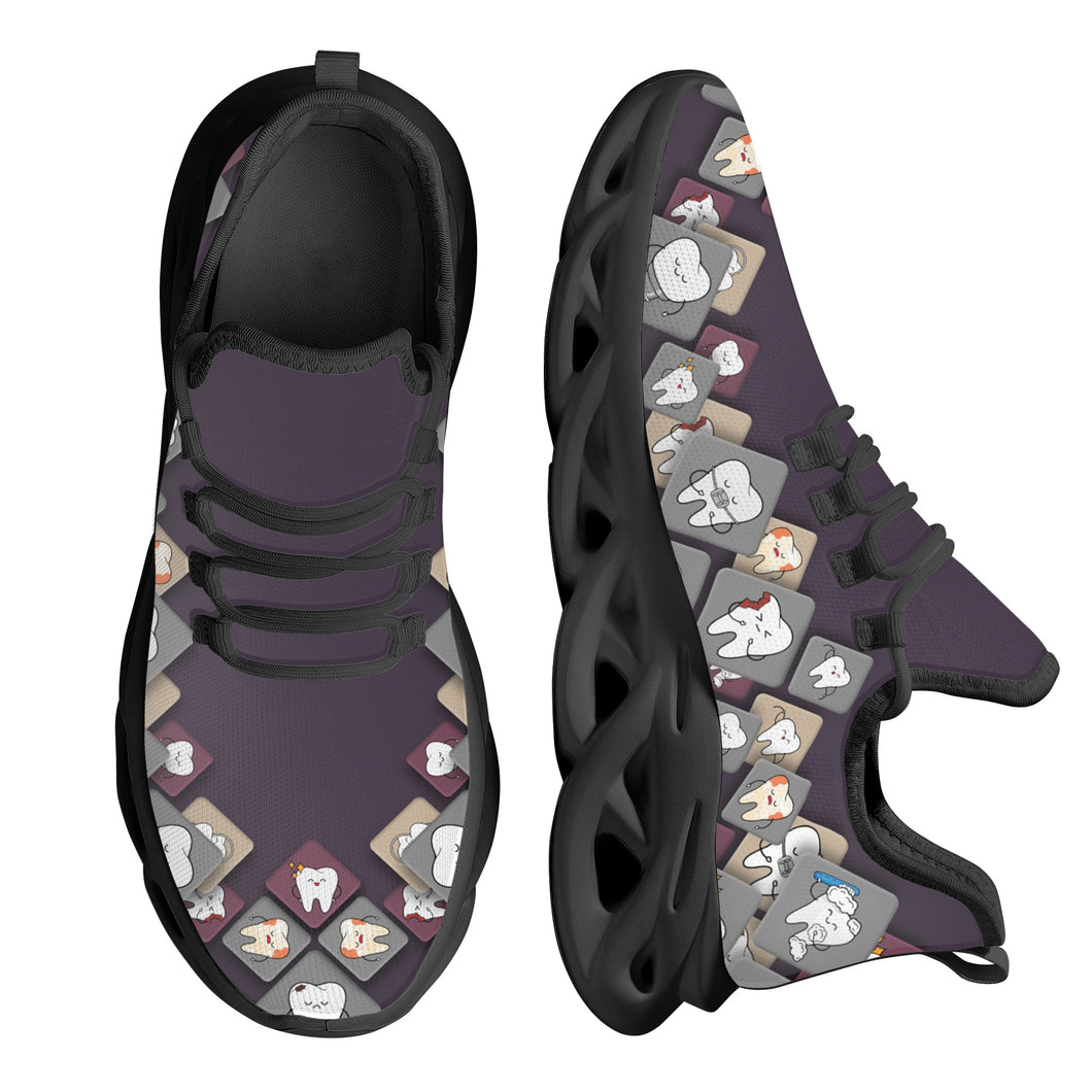 Zapatos planos de Mujer con diseño de dientes de entramado de dibujos animados, Zapatos informales, zapatillas de deporte de malla transpirable para Mujer