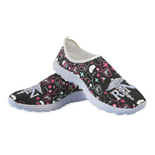 Cargar imagen en el visor de la galería, RN Medical Tools Printed Slip-on Flat Shoes for Women Casual Mesh Tennis Health Care Nursing Shoes Breathable Slip-on Sneakers
