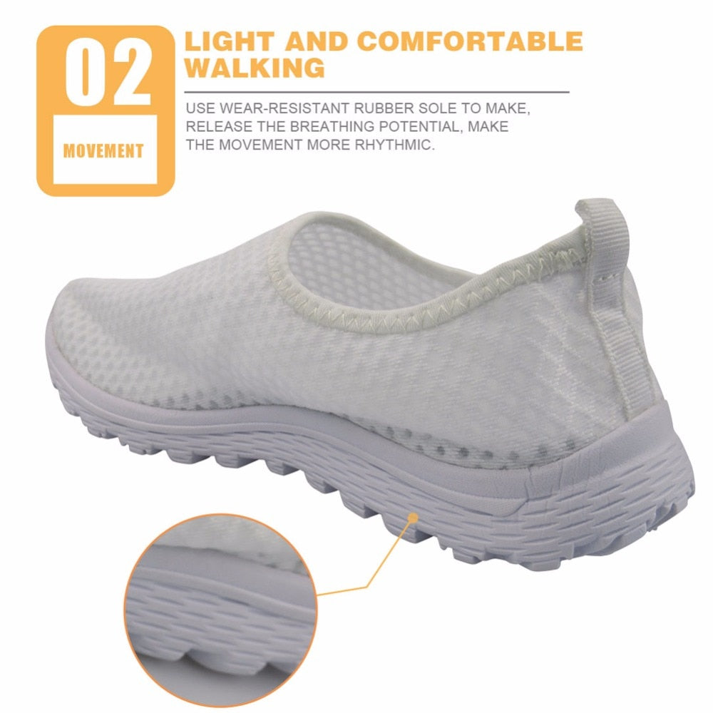 Zapatos planos informales con diseño de dentista para mujer, zapatillas de deporte de malla sin cordones de diseñador de lujo, mocasines de verano