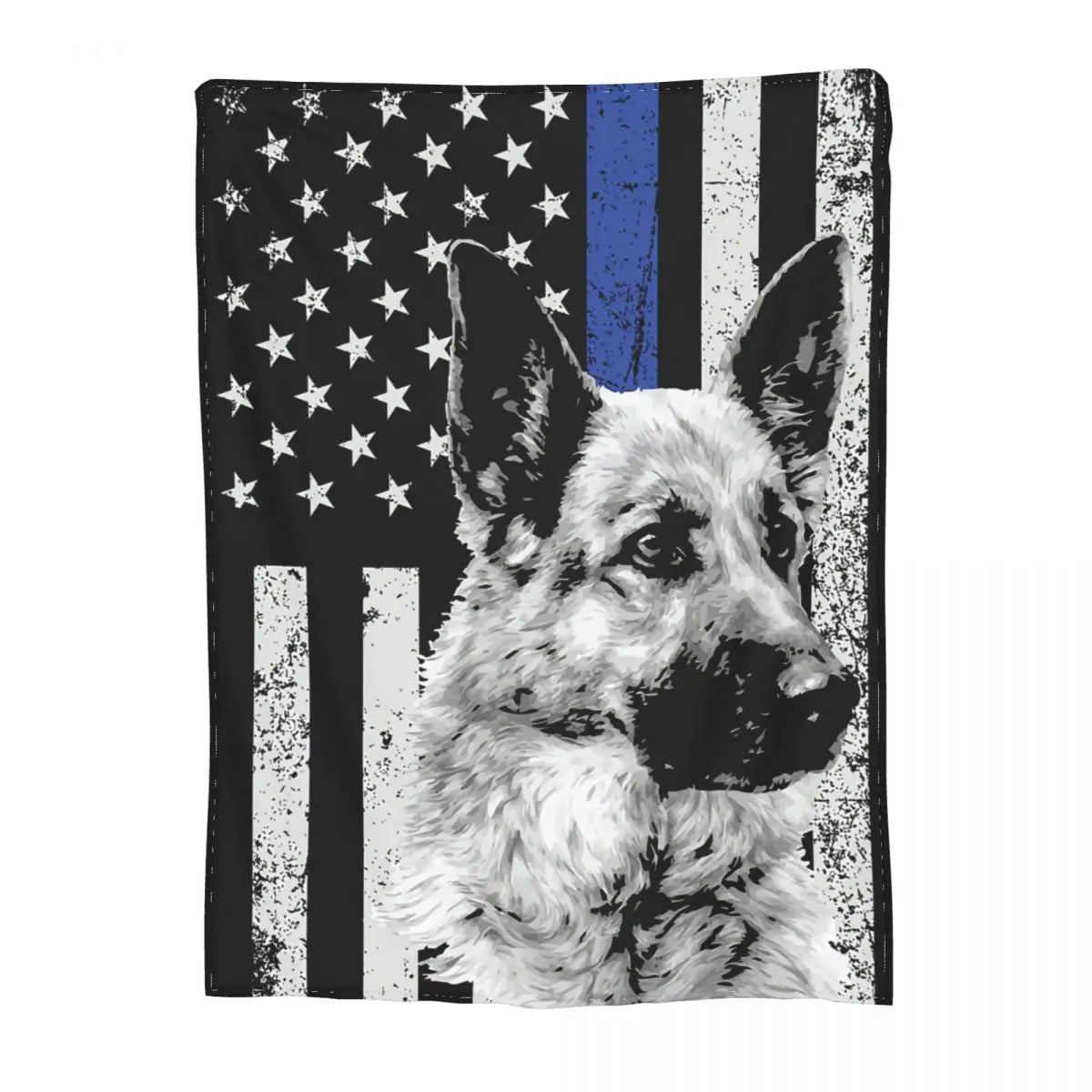 K9 Dog Police Officer American Flag Blanket Warm Fleece Flannel Apparel USA Thin Blue Line Throw Blanket