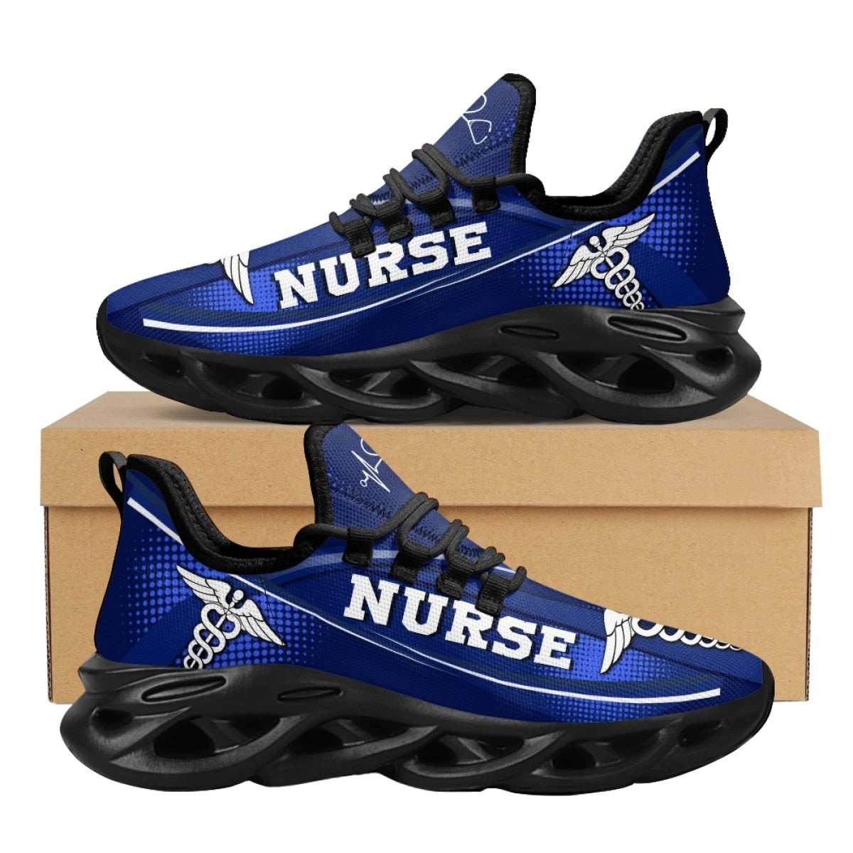 Zapatillas de deporte de malla con diseño de enfermera, zapatos de plataforma ligeros e informales para mujer, zapatos de enfermera con patrón EMT EMS para niñas