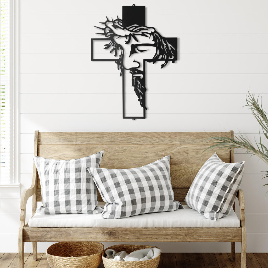 Christ Cross Black Metal Sign