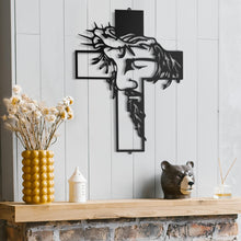 Load image into Gallery viewer, Christ Cross Black Metal Sign
