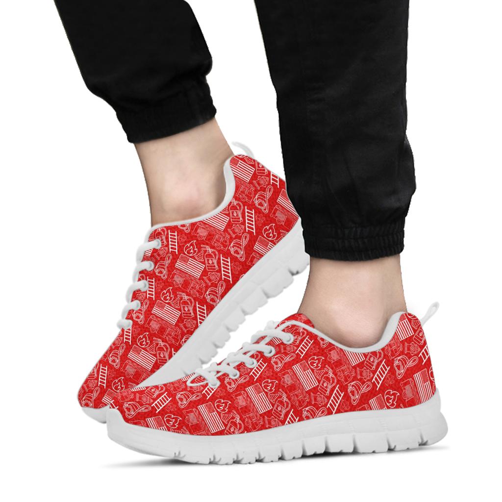 Zapatillas de mujer con estampado de bombero en rojo/blanco