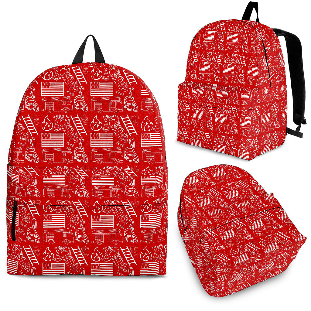 Firefighter Print Red Backpack