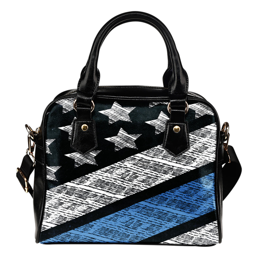 Blue Lives Matter Shoulder PU Leather Handbag
