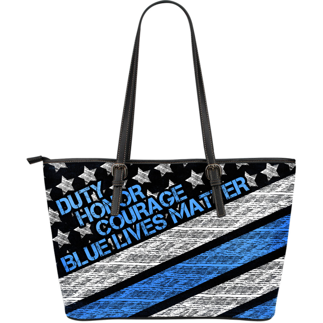 Blue Lives Matter Leather Tote Bag