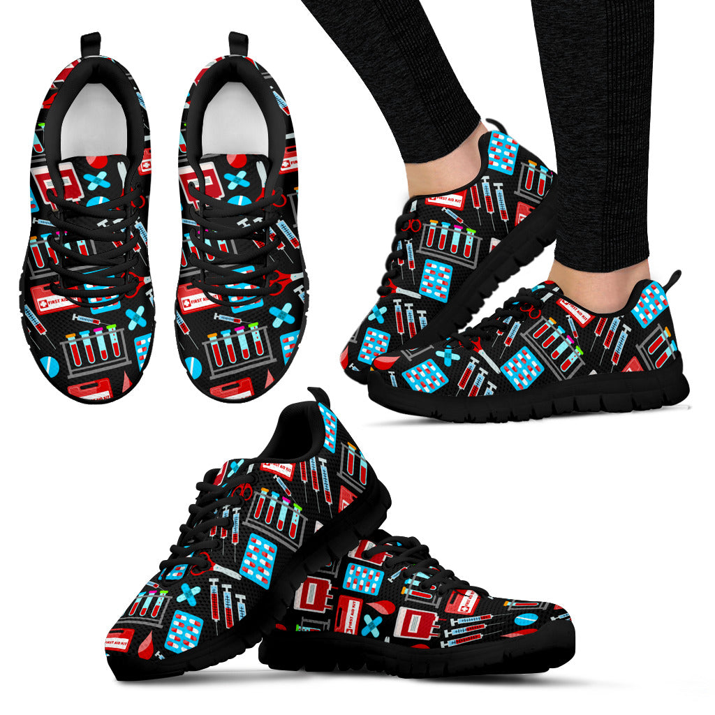 Phlebotomist Women's Sneakers Style 2 (Black) Nurse Print Women's Running Shoes Ladies Running Jogging Shoes Spring/Autumn Female Sneakers Casual Shoes.