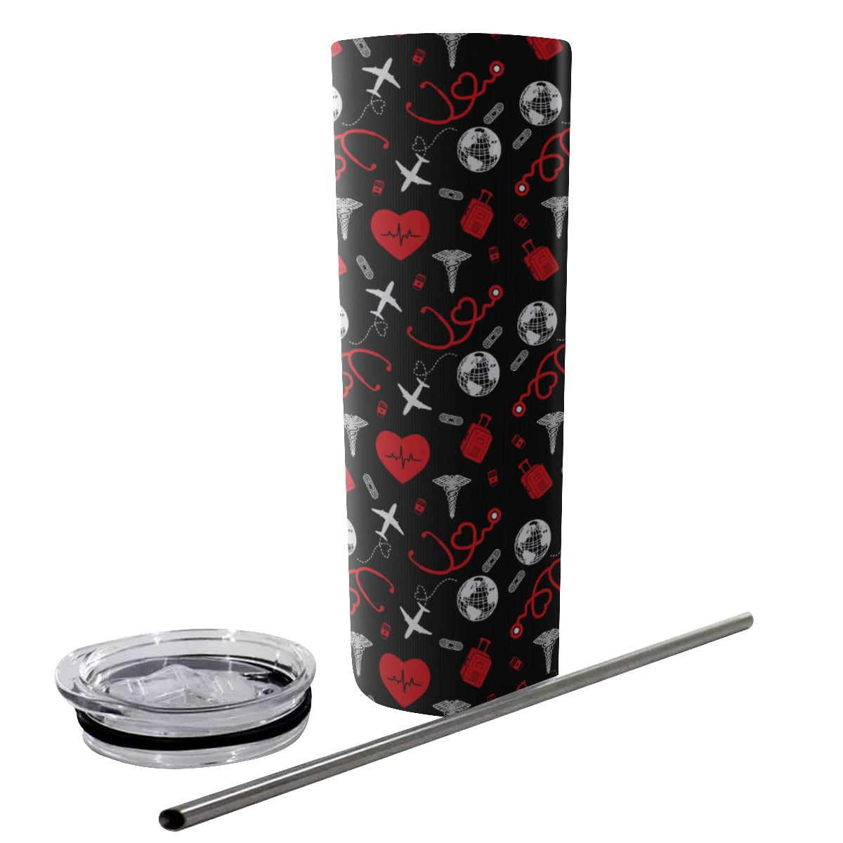 I Love to Travel Nurse Tumbler With Stainless Steel Straw 20oz