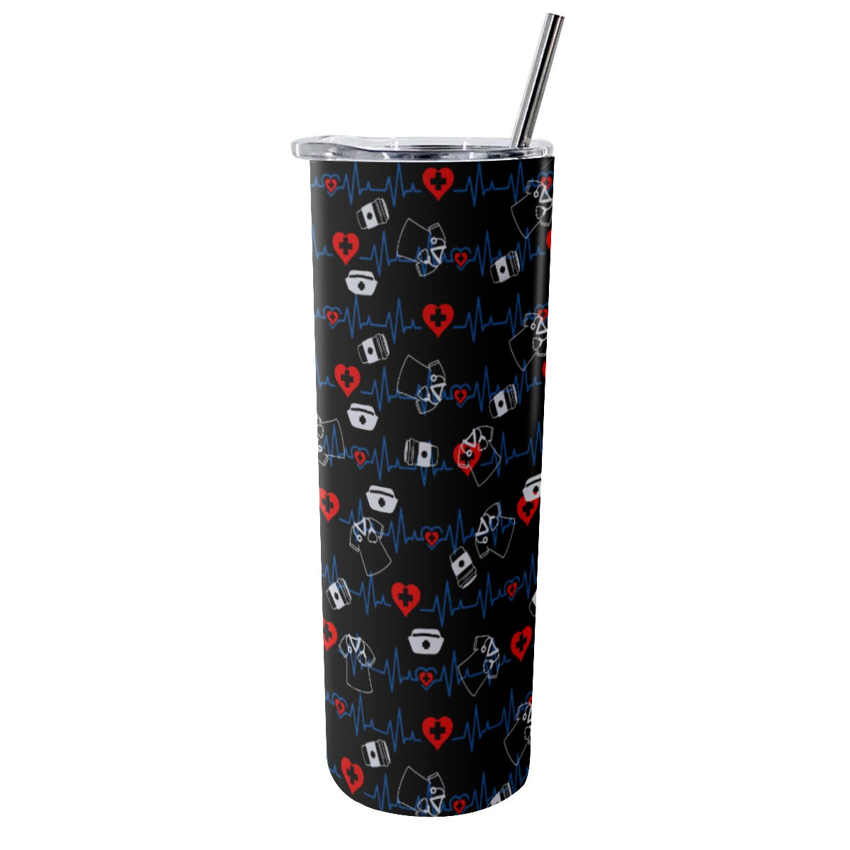 Scrub Life Tumbler With Stainless Steel Straw 20oz