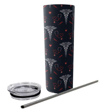 Load image into Gallery viewer, Medical Cadeceus Tumbler With Stainless Steel Straw 20oz
