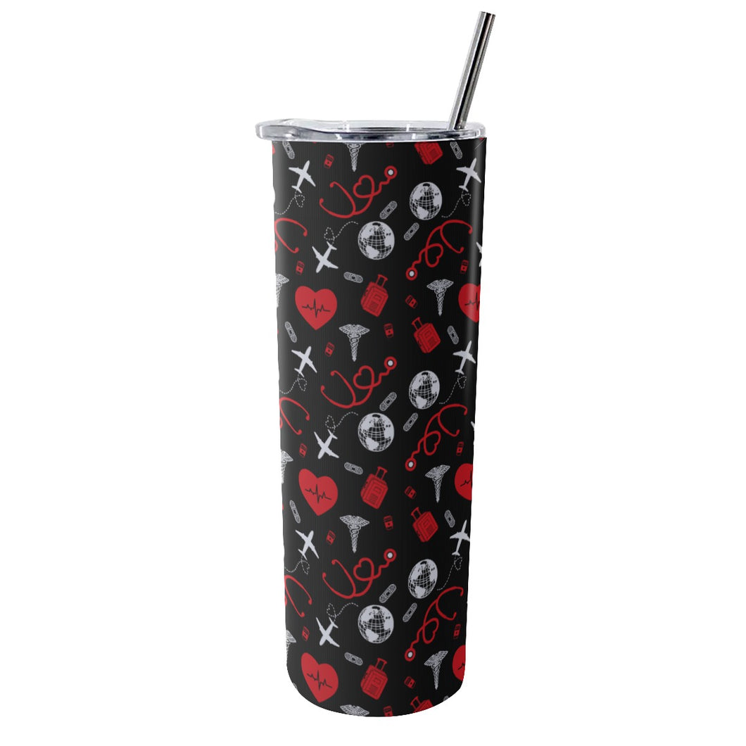 I Love to Travel Nurse Tumbler With Stainless Steel Straw 20oz