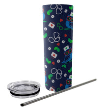 Load image into Gallery viewer, Nurse Owl Tumbler with Stainless Steel Straw 20oz
