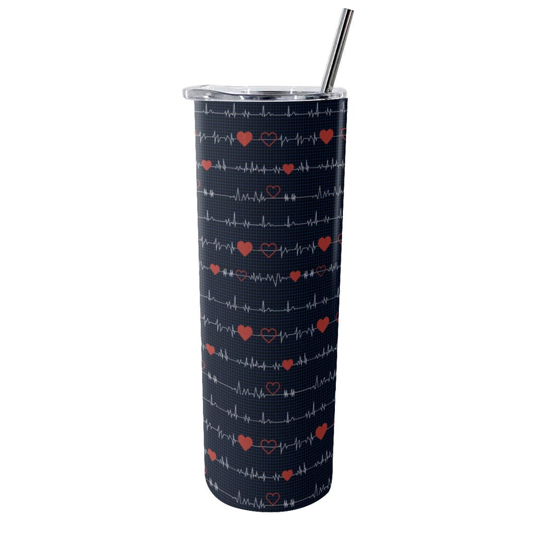 Heartbeat Tumbler with Stainless Steel Straw 20oz