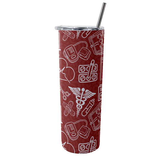 Medical Profesional Red Tumbler With Stainless Steel Straw 20oz