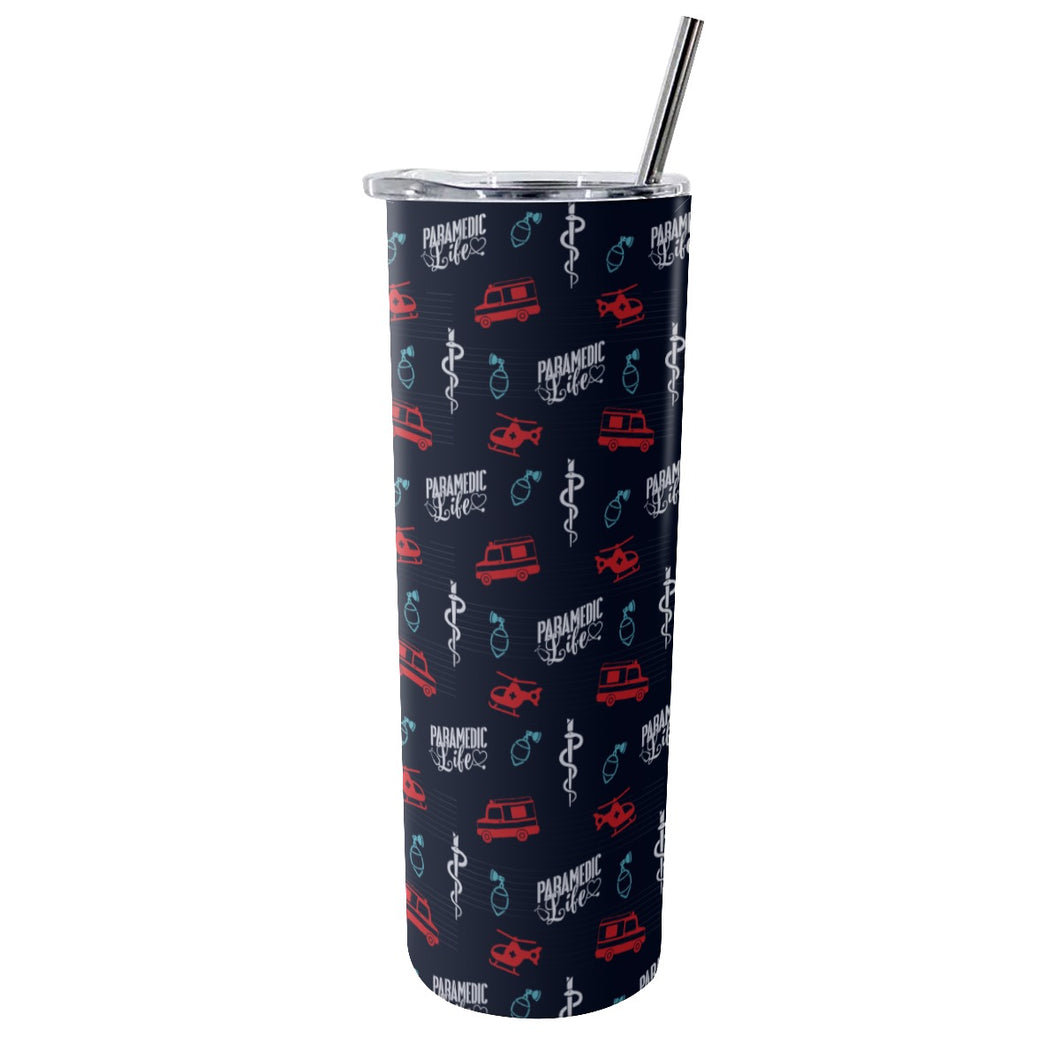 Paramedic Life Tumbler With Stainless Steel Straw 20oz