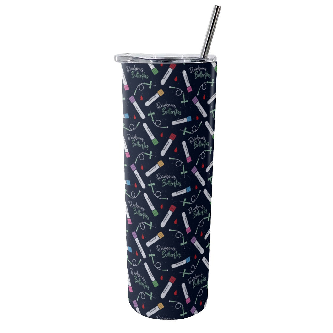 Rainbows & Butterflies Phlebotomist Tumbler with Stainless Steel Straw 20oz