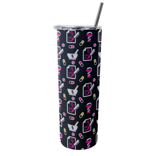 Rx Prescription Pharmacy Tumbler With Stainless Steel Straw 20oz