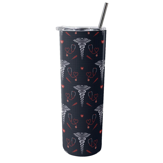 Medical Cadeceus Tumbler With Stainless Steel Straw 20oz