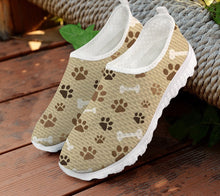 Load image into Gallery viewer, Mesh Women Casual Shoes Rainbow Color Dog Paw Pattern Printing Breathable Flats Female Slip On Sneakers Zapato Lady
