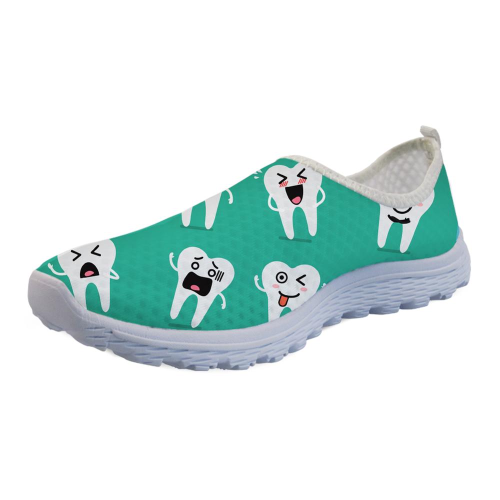 Women's Sneakers Dentist Shoes Dental Equipment Print Summer Mesh Women's Loafers Light Breath Flats Footwear Woman