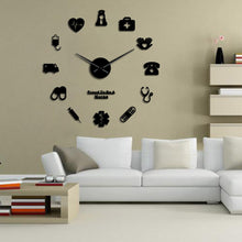 Load image into Gallery viewer, Proud To Be A Nurse 3D DIY Mute Mirror Effect Wall Clock Drugstore Hospital Wall Art Decor Clock Watch Gift For Doctor &amp; Nurse
