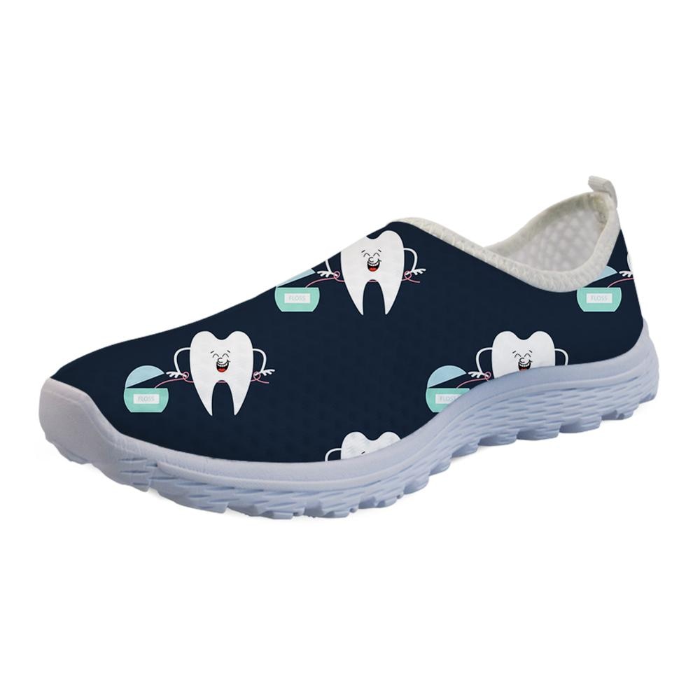 Women's Sneakers Dentist Shoes Dental Equipment Print Summer Mesh Women's Loafers Light Breath Flats Footwear Woman