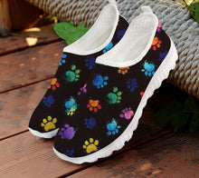 Load image into Gallery viewer, Mesh Women Casual Shoes Rainbow Color Dog Paw Pattern Printing Breathable Flats Female Slip On Sneakers Zapato Lady
